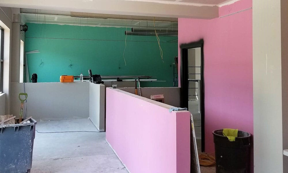 painted walls pink and green