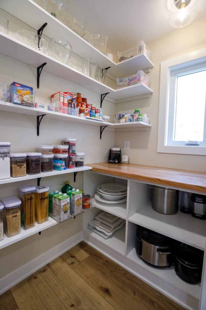 Pantry with Butcher Block Countertops