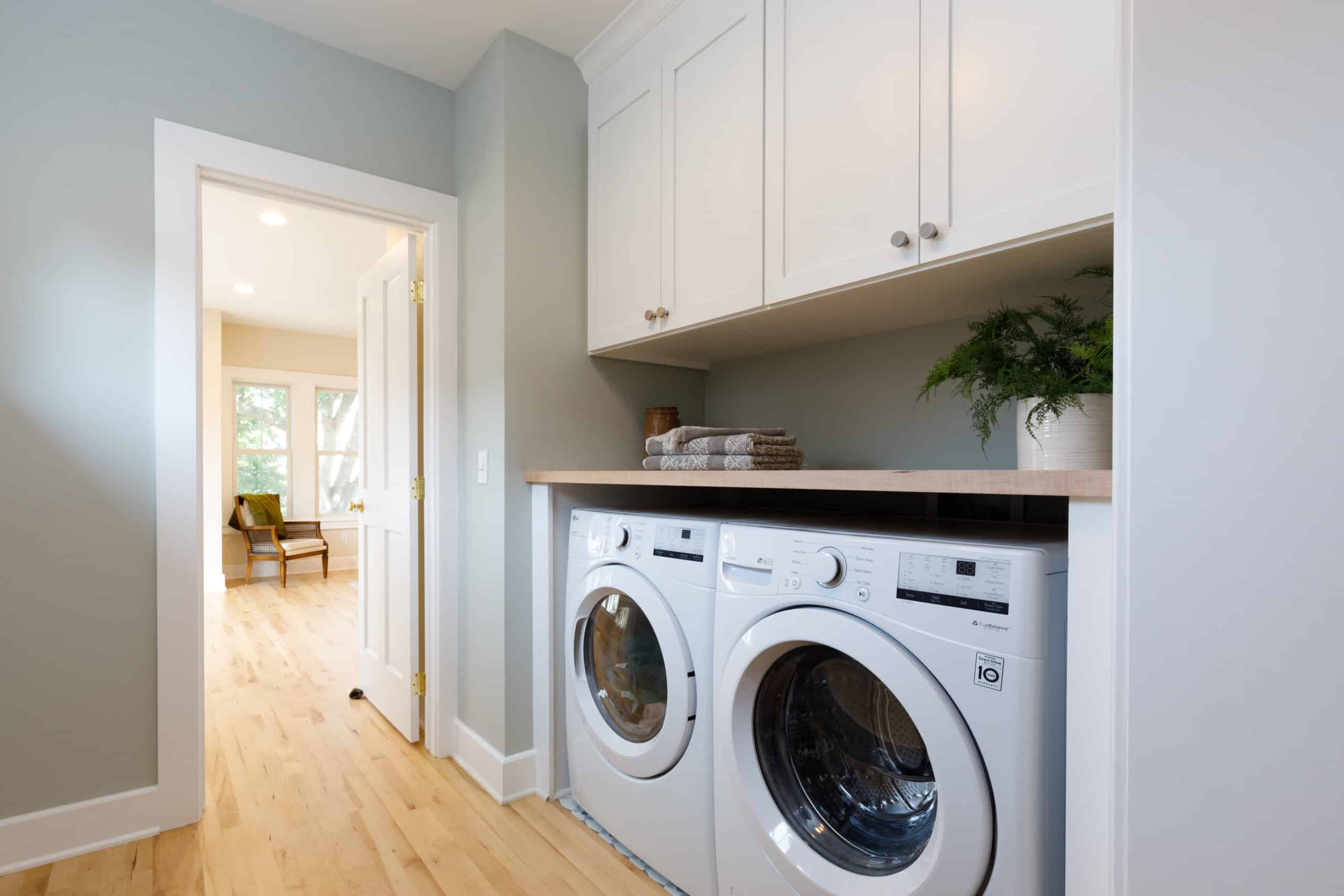 Laundry room in upstairs home addition