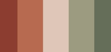 a neutral color palette - rusty oranges, cream, and sage greens