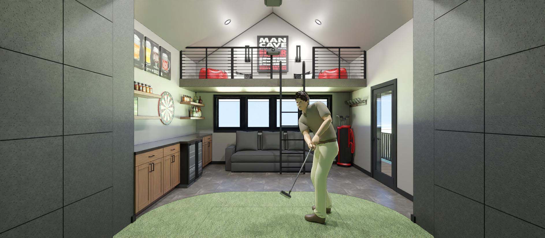 person using the club house golf shed