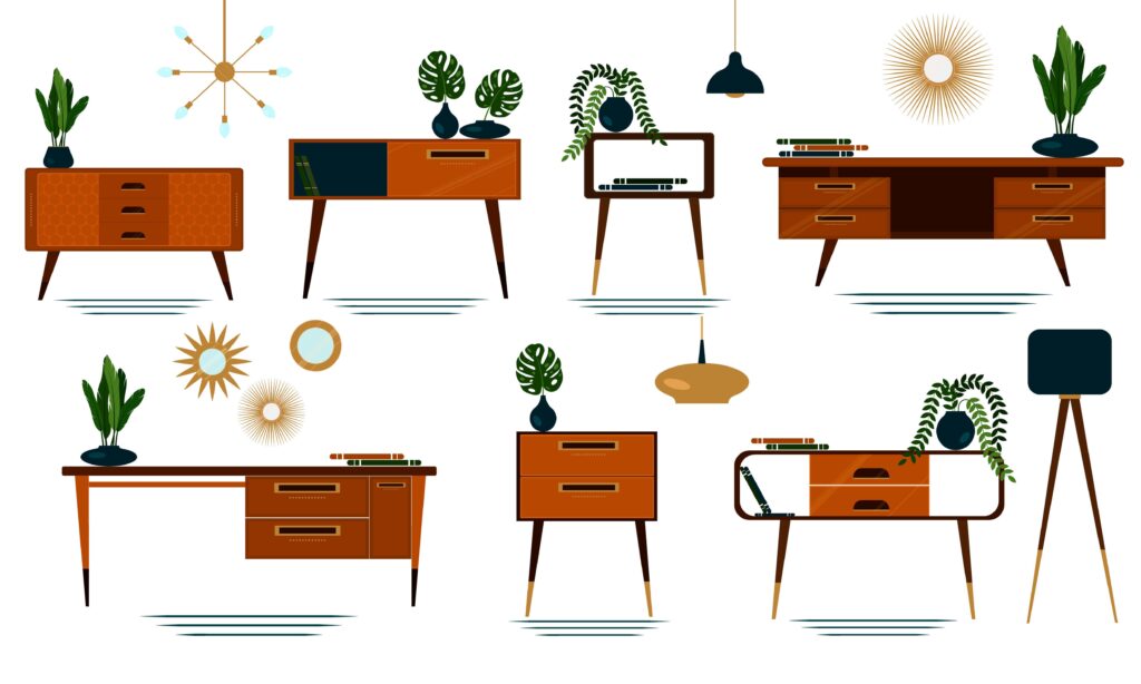 vector illustration of midcentury furniture